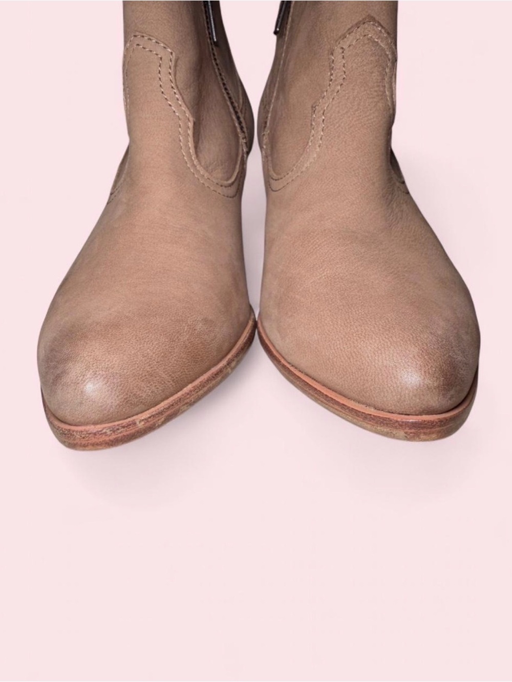 Frye Reina Western Bootie Ash Brown Leather Pointed Toe Ankle Boots Size 6.5 - Picture 2 of 9